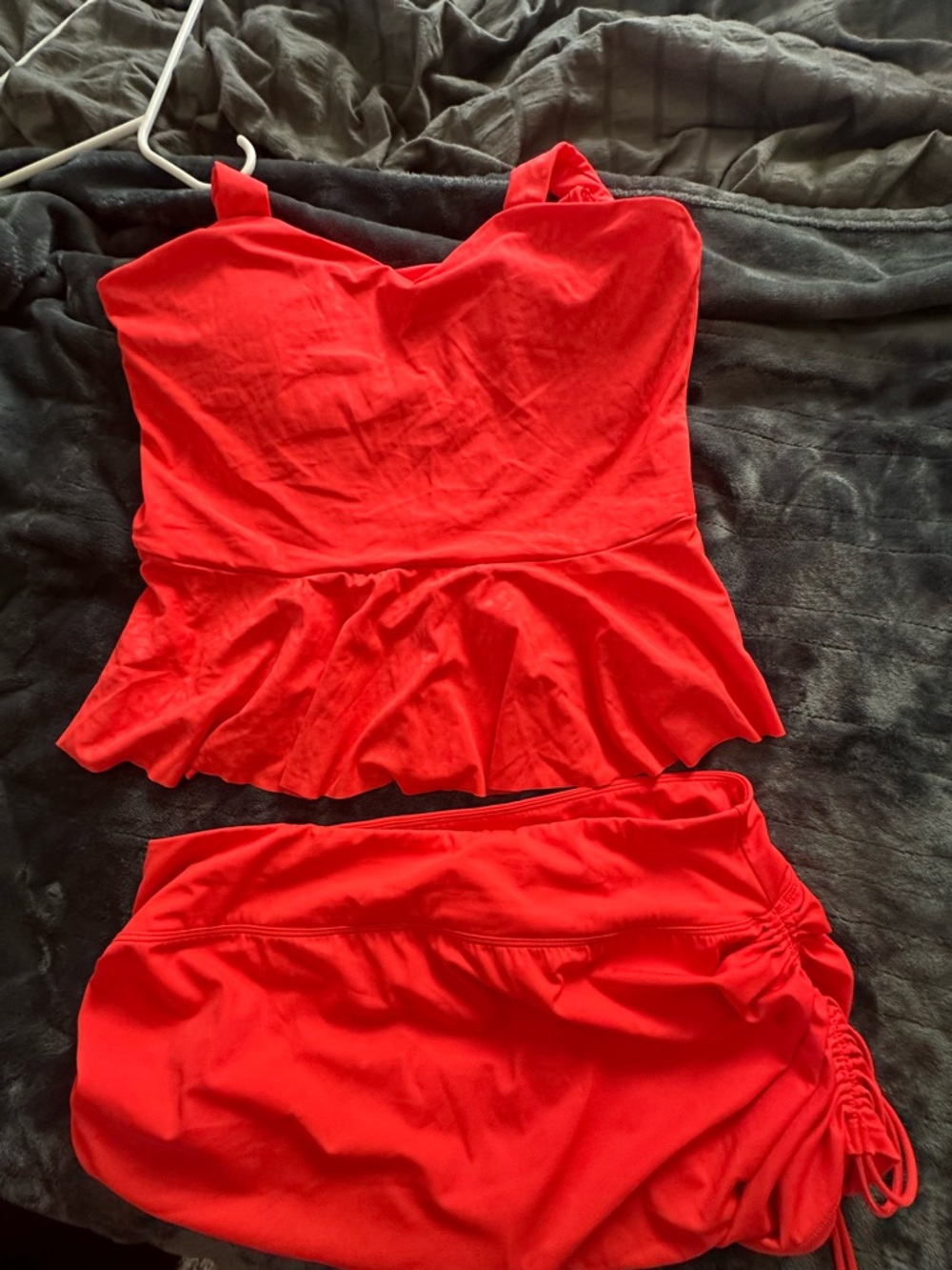 KIAVA Bright Red Peplum One-Piece Swimdress